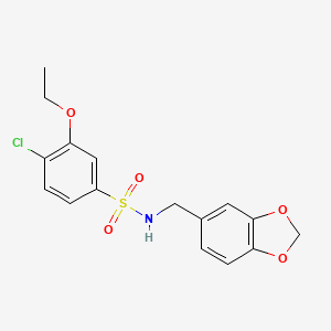 molecular formula C16H16ClNO5S B2384397 N-(1,3-benzodioxol-5-ylmethyl)-4-chloro-3-ethoxybenzenesulfonamide CAS No. 691380-69-5
