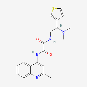 molecular formula C20H22N4O2S B2384398 N1-(2-(dimethylamino)-2-(thiophen-3-yl)ethyl)-N2-(2-methylquinolin-4-yl)oxalamide CAS No. 946375-25-3
