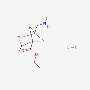 molecular formula C10H18ClNO3 B2384399 Ethyl 1-(aminomethyl)-3-methyl-2-oxabicyclo[2.1.1]hexane-4-carboxylate;hydrochloride CAS No. 2243506-12-7