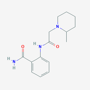 molecular formula C15H21N3O2 B2384401 2-{[2-(2-Methylpiperidino)acetyl]amino}benzenecarboxamide CAS No. 866010-62-0