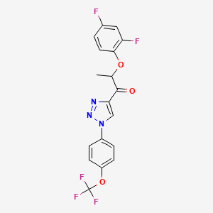 molecular formula C18H12F5N3O3 B2384403 2-(2,4-Difluorophenoxy)-1-[1-[4-(trifluoromethoxy)phenyl]triazol-4-yl]propan-1-one CAS No. 478248-75-8
