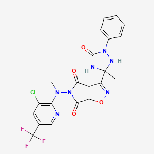 molecular formula C21H17ClF3N7O4 B2384404 5-[[3-chloro-5-(trifluoromethyl)-2-pyridinyl](methyl)amino]-3-(3-methyl-5-oxo-1-phenyl-1,2,4-triazolan-3-yl)-3aH-pyrrolo[3,4-d]isoxazole-4,6(5H,6aH)-dione CAS No. 351858-44-1