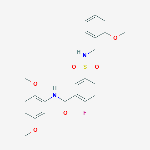 molecular formula C23H23FN2O6S B2384412 N-(2,5-dimethoxyphenyl)-2-fluoro-5-[(2-methoxyphenyl)methylsulfamoyl]benzamide CAS No. 451500-12-2