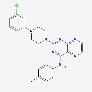molecular formula C23H22ClN7 B2384417 2-[4-(3-chlorophenyl)piperazin-1-yl]-N-(4-methylphenyl)pteridin-4-amine CAS No. 946296-90-8