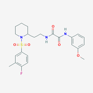 molecular formula C23H28FN3O5S B2384422 N1-(2-(1-((4-fluoro-3-methylphenyl)sulfonyl)piperidin-2-yl)ethyl)-N2-(3-methoxyphenyl)oxalamide CAS No. 898406-88-7
