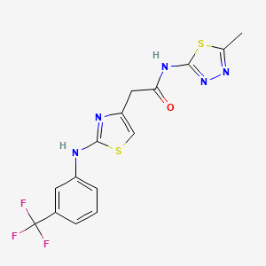 N-(5-methyl-1,3,4-thiadiazol-2-yl)-2-(2-((3-(trifluoromethyl)phenyl)amino)thiazol-4-yl)acetamide