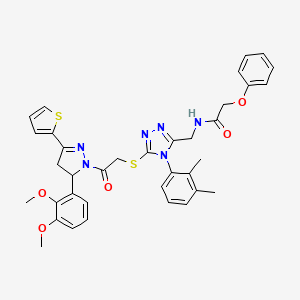 molecular formula C36H36N6O5S2 B2384434 N-((5-((2-(5-(2,3-dimethoxyphenyl)-3-(thiophen-2-yl)-4,5-dihydro-1H-pyrazol-1-yl)-2-oxoethyl)thio)-4-(2,3-dimethylphenyl)-4H-1,2,4-triazol-3-yl)methyl)-2-phenoxyacetamide CAS No. 393585-34-7