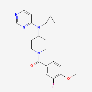 molecular formula C20H23FN4O2 B2384437 N-cyclopropyl-N-[1-(3-fluoro-4-methoxybenzoyl)piperidin-4-yl]pyrimidin-4-amine CAS No. 2415600-54-1