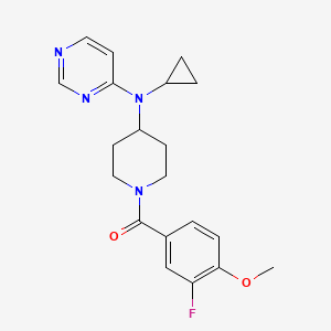 molecular formula C20H23FN4O2 B2384437 [4-[Cyclopropyl(pyrimidin-4-yl)amino]piperidin-1-yl]-(3-fluoro-4-methoxyphenyl)methanone CAS No. 2415600-54-1