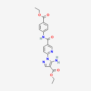 molecular formula C21H21N5O5 B2384441 ethyl 5-amino-1-(5-{[4-(ethoxycarbonyl)phenyl]carbamoyl}pyridin-2-yl)-1H-pyrazole-4-carboxylate CAS No. 1189981-33-6