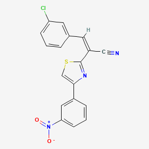 molecular formula C18H10ClN3O2S B2384443 (Z)-3-(3-chlorophenyl)-2-(4-(3-nitrophenyl)thiazol-2-yl)acrylonitrile CAS No. 476669-67-7