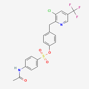 molecular formula C21H16ClF3N2O4S B2384446 4-{[3-Chloro-5-(trifluoromethyl)-2-pyridinyl]methyl}phenyl 4-(acetylamino)benzenesulfonate CAS No. 338415-87-5