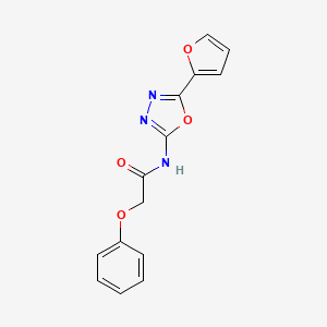 molecular formula C14H11N3O4 B2384454 N-[5-(furan-2-yl)-1,3,4-oxadiazol-2-yl]-2-phenoxyacetamide CAS No. 851095-61-9
