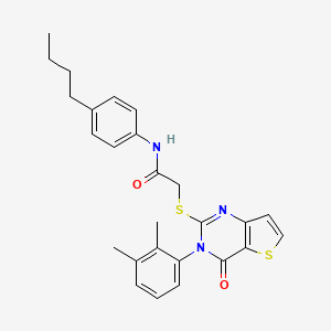 molecular formula C26H27N3O2S2 B2384466 N-(4-butylphenyl)-2-{[3-(2,3-dimethylphenyl)-4-oxo-3,4-dihydrothieno[3,2-d]pyrimidin-2-yl]sulfanyl}acetamide CAS No. 1291853-80-9
