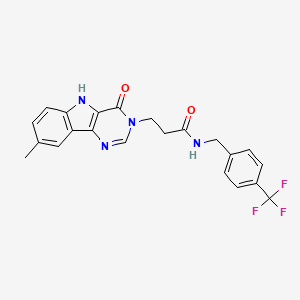 molecular formula C22H19F3N4O2 B2384469 3-(8-methyl-4-oxo-4,5-dihydro-3H-pyrimido[5,4-b]indol-3-yl)-N-(4-(trifluoromethyl)benzyl)propanamide CAS No. 1189961-74-7