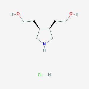 molecular formula C8H18ClNO2 B2384471 2-[(3S,4R)-4-(2-Hydroxyethyl)pyrrolidin-3-yl]ethanol;hydrochloride CAS No. 2137061-77-7