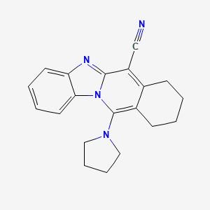 molecular formula C20H20N4 B2384473 11-Pyrrolidin-1-yl-7,8,9,10-tetrahydrobenzimidazolo[1,2-b]isoquinoline-6-carbonitrile CAS No. 459191-52-7