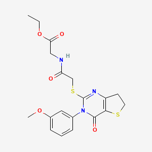 molecular formula C19H21N3O5S2 B2384474 2-(2-((3-(3-甲氧基苯基)-4-氧代-3,4,6,7-四氢噻吩并[3,2-d]嘧啶-2-基)硫代)乙酰氨基)乙酸乙酯 CAS No. 877655-49-7