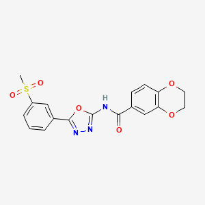 molecular formula C18H15N3O6S B2384477 N-[5-(3-methanesulfonylphenyl)-1,3,4-oxadiazol-2-yl]-2,3-dihydro-1,4-benzodioxine-6-carboxamide CAS No. 886930-39-8