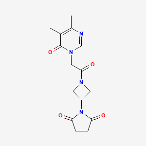 molecular formula C15H18N4O4 B2384481 1-(1-(2-(4,5-二甲基-6-氧代嘧啶-1(6H)-基)乙酰)氮杂环丁-3-基)吡咯烷-2,5-二酮 CAS No. 1904335-31-4