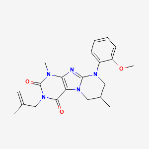 molecular formula C21H25N5O3 B2384484 9-(2-甲氧基苯基)-1,7-二甲基-3-(2-甲基丙-2-烯基)-7,8-二氢-6H-嘌呤[7,8-a]嘧啶-2,4-二酮 CAS No. 876900-74-2