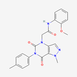 molecular formula C22H21N5O4 B2384487 N-(2-methoxyphenyl)-2-(1-methyl-5,7-dioxo-6-(p-tolyl)-6,7-dihydro-1H-pyrazolo[4,3-d]pyrimidin-4(5H)-yl)acetamide CAS No. 892306-32-0
