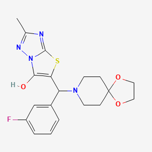 molecular formula C19H21FN4O3S B2384488 5-((3-Fluorophenyl)(1,4-dioxa-8-azaspiro[4.5]decan-8-yl)methyl)-2-methylthiazolo[3,2-b][1,2,4]triazol-6-ol CAS No. 851810-45-2