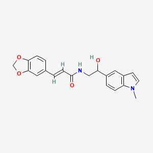 molecular formula C21H20N2O4 B2384491 (E)-3-(benzo[d][1,3]dioxol-5-yl)-N-(2-hydroxy-2-(1-methyl-1H-indol-5-yl)ethyl)acrylamide CAS No. 2035023-00-6
