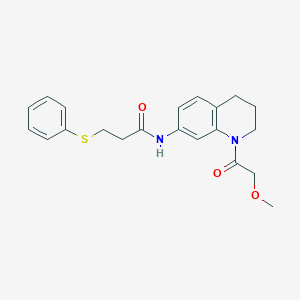 molecular formula C21H24N2O3S B2384492 N-(1-(2-甲氧基乙酰基)-1,2,3,4-四氢喹啉-7-基)-3-(苯硫基)丙酰胺 CAS No. 1206986-35-7