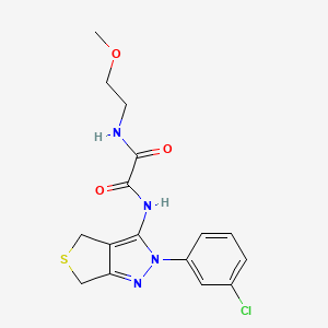 molecular formula C16H17ClN4O3S B2384502 N'-[2-(3-chlorophenyl)-4,6-dihydrothieno[3,4-c]pyrazol-3-yl]-N-(2-methoxyethyl)oxamide CAS No. 899742-16-6