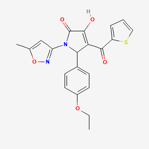 molecular formula C21H18N2O5S B2384511 5-(4-ethoxyphenyl)-3-hydroxy-1-(5-methylisoxazol-3-yl)-4-(thiophene-2-carbonyl)-1H-pyrrol-2(5H)-one CAS No. 618873-25-9