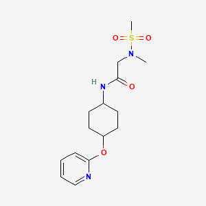 molecular formula C15H23N3O4S B2384513 2-(N-methylmethylsulfonamido)-N-((1r,4r)-4-(pyridin-2-yloxy)cyclohexyl)acetamide CAS No. 2034246-74-5