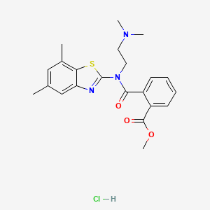 molecular formula C22H26ClN3O3S B2384525 Methyl 2-((2-(dimethylamino)ethyl)(5,7-dimethylbenzo[d]thiazol-2-yl)carbamoyl)benzoate hydrochloride CAS No. 1351596-91-2