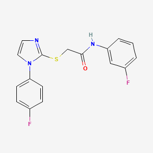 molecular formula C17H13F2N3OS B2384531 N-(3-fluorophenyl)-2-((1-(4-fluorophenyl)-1H-imidazol-2-yl)thio)acetamide CAS No. 688336-93-8