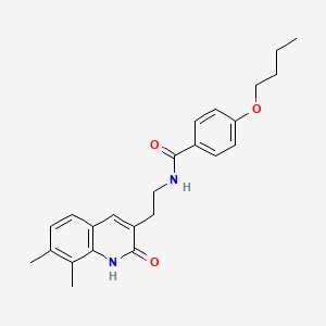 molecular formula C24H28N2O3 B2384553 4-butoxy-N-[2-(7,8-dimethyl-2-oxo-1H-quinolin-3-yl)ethyl]benzamide CAS No. 851408-23-6