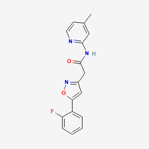 molecular formula C17H14FN3O2 B2384555 2-(5-(2-fluorophenyl)isoxazol-3-yl)-N-(4-methylpyridin-2-yl)acetamide CAS No. 1105217-02-4