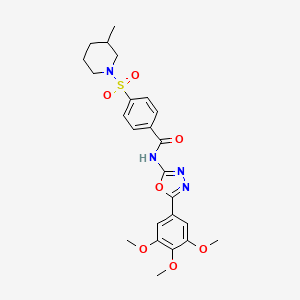 molecular formula C24H28N4O7S B2384557 4-[(3-methylpiperidin-1-yl)sulfonyl]-N-[5-(3,4,5-trimethoxyphenyl)-1,3,4-oxadiazol-2-yl]benzamide CAS No. 533871-39-5