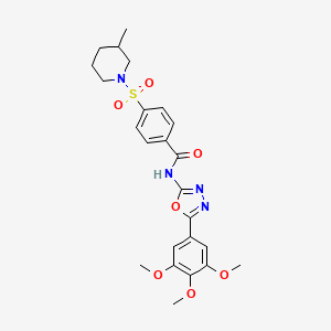 molecular formula C24H28N4O7S B2384557 4-(3-methylpiperidin-1-yl)sulfonyl-N-[5-(3,4,5-trimethoxyphenyl)-1,3,4-oxadiazol-2-yl]benzamide CAS No. 533871-39-5