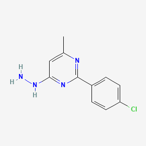 molecular formula C11H11ClN4 B2384558 2-(4-Chlorophenyl)-4-hydrazinyl-6-methylpyrimidine CAS No. 928709-84-6