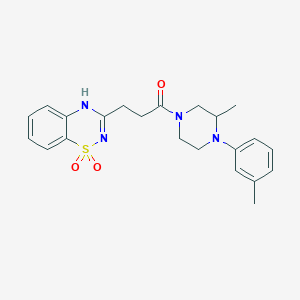 molecular formula C22H26N4O3S B2384561 3-{3-[3-methyl-4-(3-methylphenyl)piperazin-1-yl]-3-oxopropyl}-2H-1,2,4-benzothiadiazine 1,1-dioxide CAS No. 1189646-90-9