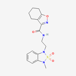 molecular formula C17H20N4O4S B2384562 N-(2-(3-methyl-2,2-dioxidobenzo[c][1,2,5]thiadiazol-1(3H)-yl)ethyl)-4,5,6,7-tetrahydrobenzo[d]isoxazole-3-carboxamide CAS No. 2034238-53-2