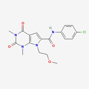 molecular formula C18H19ClN4O4 B2384585 N-(4-chlorophenyl)-7-(2-methoxyethyl)-1,3-dimethyl-2,4-dioxo-2,3,4,7-tetrahydro-1H-pyrrolo[2,3-d]pyrimidine-6-carboxamide CAS No. 1021023-12-0
