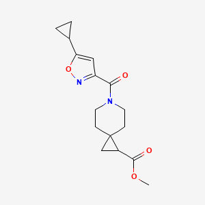 molecular formula C16H20N2O4 B2384591 Methyl 6-(5-cyclopropylisoxazole-3-carbonyl)-6-azaspiro[2.5]octane-1-carboxylate CAS No. 2034309-26-5