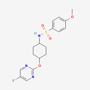 molecular formula C17H20FN3O4S B2384593 N-((1r,4r)-4-((5-fluoropyrimidin-2-yl)oxy)cyclohexyl)-4-methoxybenzenesulfonamide CAS No. 2034526-32-2