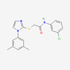 molecular formula C19H18ClN3OS B2384595 N-(3-chlorophenyl)-2-{[1-(3,5-dimethylphenyl)-1H-imidazol-2-yl]sulfanyl}acetamide CAS No. 851132-12-2