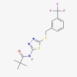molecular formula C15H16F3N3OS2 B2384623 N-(5-((3-(trifluoromethyl)benzyl)thio)-1,3,4-thiadiazol-2-yl)pivalamide CAS No. 392301-72-3