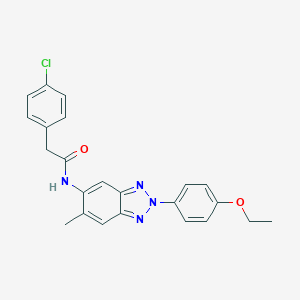 molecular formula C23H21ClN4O2 B238466 2-(4-chlorophenyl)-N-[2-(4-ethoxyphenyl)-6-methyl-2H-benzotriazol-5-yl]acetamide 