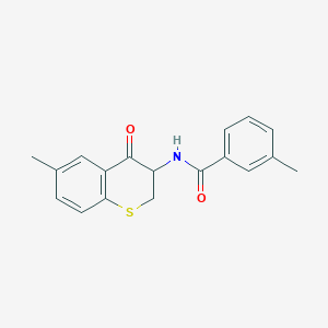 molecular formula C18H17NO2S B2384663 3-methyl-N-(6-methyl-4-oxo-3,4-dihydro-2H-thiochromen-3-yl)benzenecarboxamide CAS No. 866144-22-1