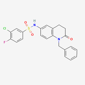 molecular formula C22H18ClFN2O3S B2384667 N-(1-benzyl-2-oxo-1,2,3,4-tetrahydroquinolin-6-yl)-3-chloro-4-fluorobenzenesulfonamide CAS No. 955223-99-1