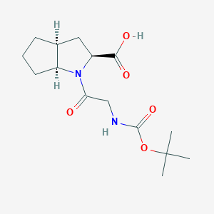molecular formula C15H24N2O5 B2384668 (2S,3As,6aS)-1-[2-[(2-methylpropan-2-yl)oxycarbonylamino]acetyl]-3,3a,4,5,6,6a-hexahydro-2H-cyclopenta[b]pyrrole-2-carboxylic acid CAS No. 2343964-02-1